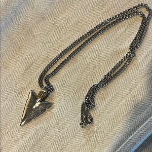 Avon Silver Arrowhead Pendant Necklace with Gold Accent
